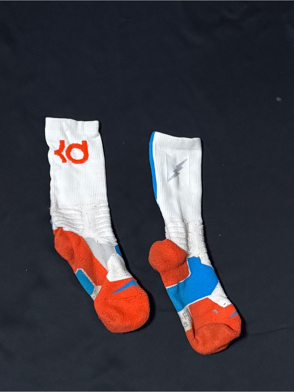 Men's KD Hyperelite socks White Orange and Blue